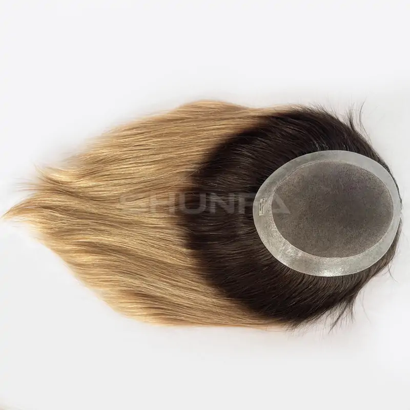 Custom order-Top quality virgin hair Omber color long hair toupee for women
